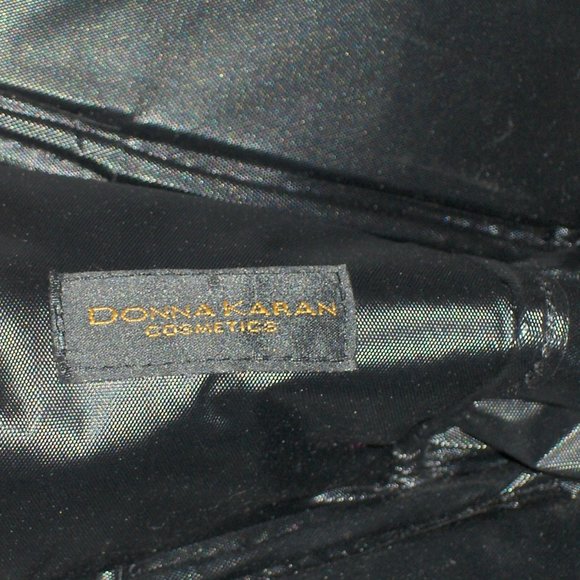 Donna Karan Cosmetics Bag Train Case Makeup Toiletries Cashmere Mist Black Tote - Picture 7 of 9